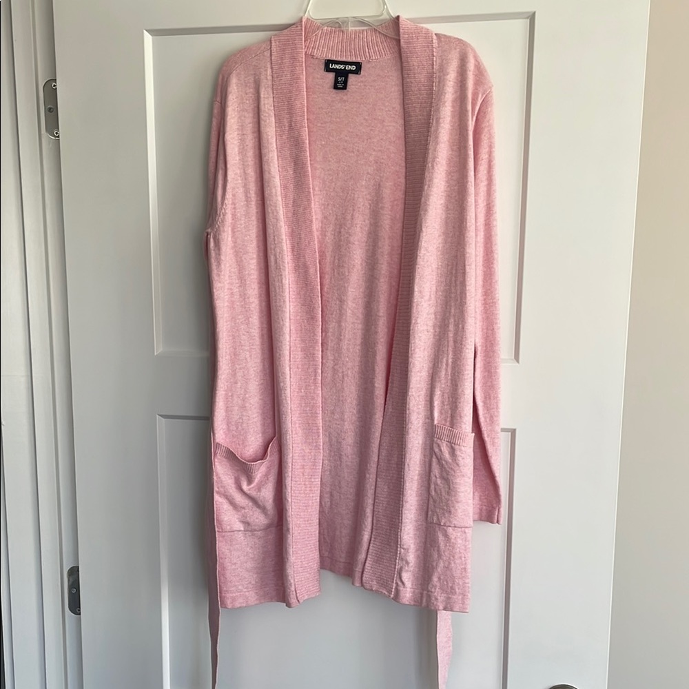 Land’s End Pink Open-Front Cardigan Sweater